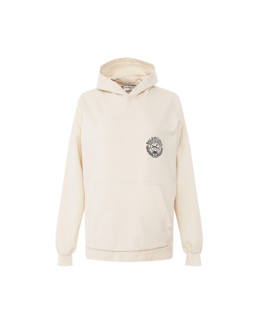 Balenciaga Natural Scissors Crest Embroidered Wide Fit Hoodie, , 100% Cotton
