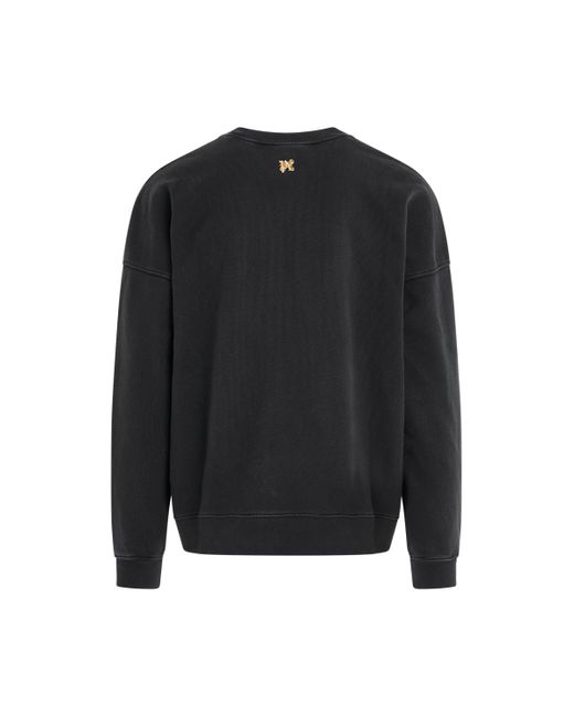 Palm Angels Black 'Burning Monogram Sweatshirt, Long Sleeves, /, 100% Cotton, Size: Small for men
