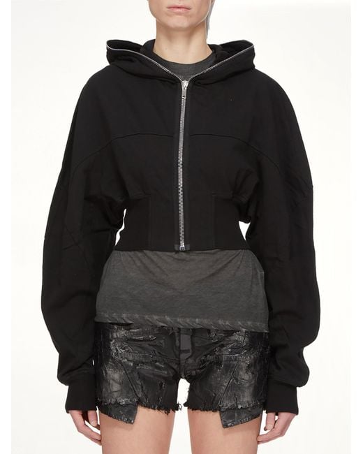 Rick Owens Black Compact Jersey Collage Gimp Hoodie