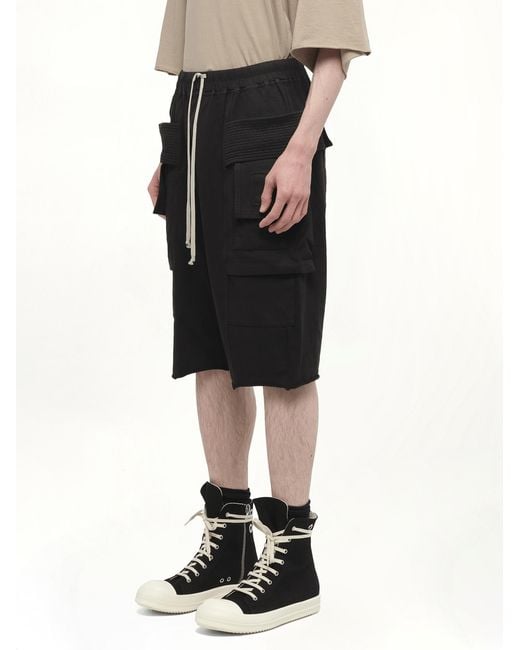 Rick Owens Black Creatch Cargo Pods, 100% Cotton for men