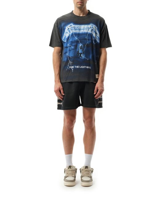 Represent Blue Metallica Ride The Lightning T-Shirt, Short Sleeves, 100% Cotton, Size: Small for men