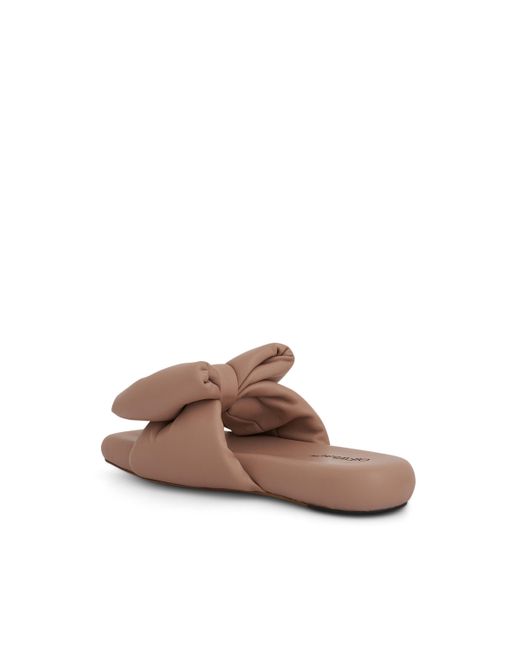 Off-White c/o Virgil Abloh Brown Off- Nappa Bow Padded Slipper Sandals, , 100% Leather