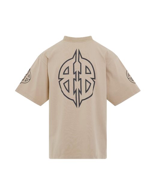 Balenciaga Natural Metal Bb Logo Medium Fit T-Shirt, Light, 100% Cotton for men