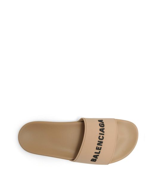 Balenciaga White 3D Logo Pool Slide Sandals, 100% Rubber