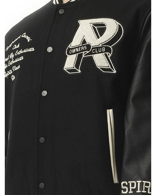 Represent Black Owners Club Varsity Bomber Jacket, 100% Leather, Size: Large for men