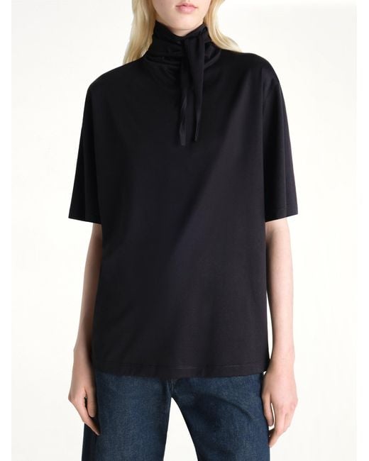 Lemaire Black T-Shirt With Foulard