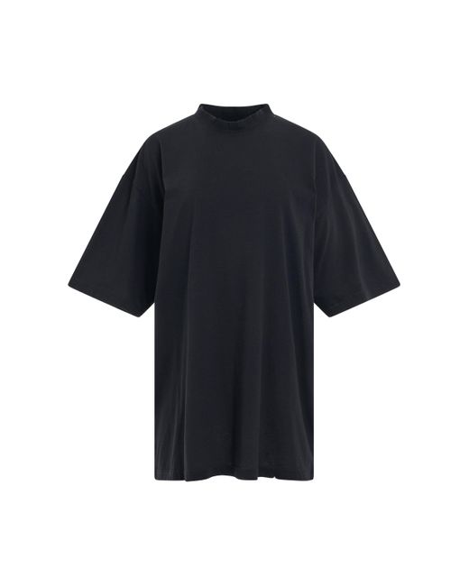 Balenciaga Black Logo Printed Crewneck T-Shirt, Short Sleeves, Washed/, 100% Cotton