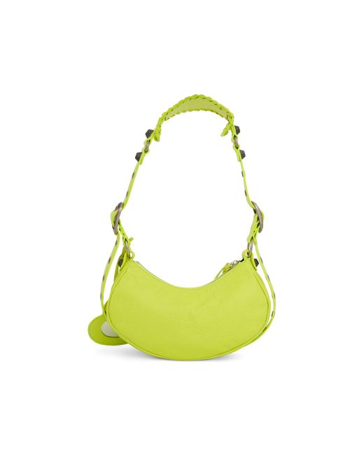 Balenciaga Green Le Cagole Shoulder Bag Xs, Neon, 100% Lambskin