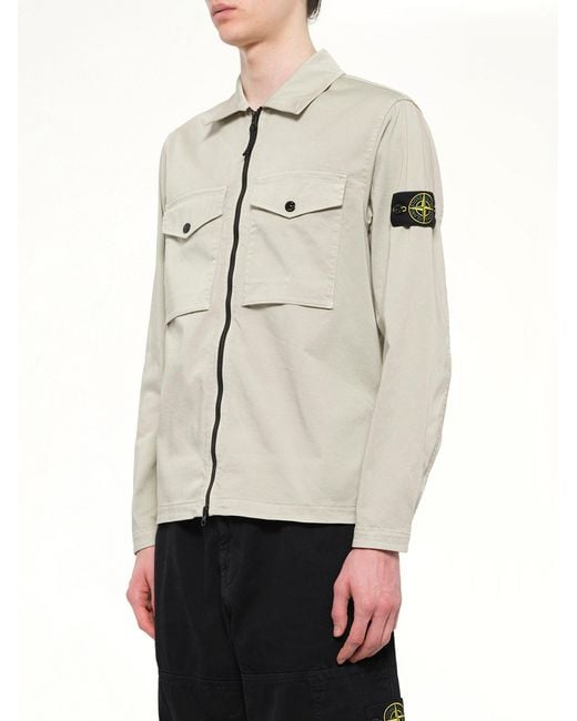 Stone Island Natural 1200010 Cotton Zip-Up Shirt for men