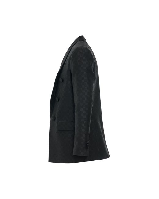 Balmain Black Monogram Jacquard 6 Buttons Jacket, Long Sleeves, , 100% Polyester for men