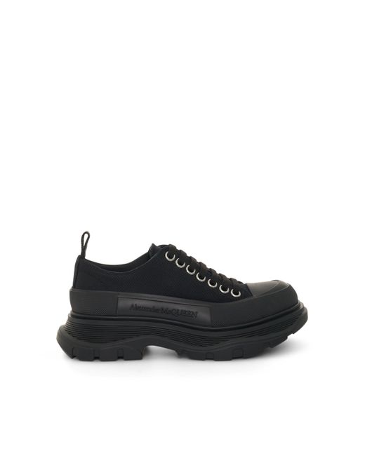 Alexander McQueen Black Tread Slick Canvas Lace-Up Shoes, , 100% Polyester