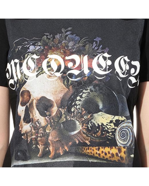 Alexander McQueen Black Still Life Skull T-Shirt, , 100% Cotton