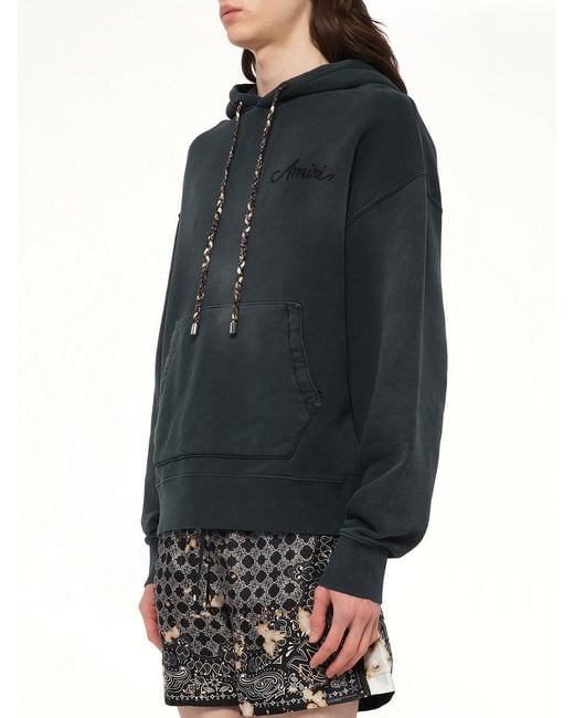 Amiri Gray Bleach Bandana Hoodie for men