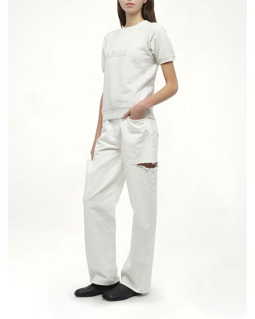 Maison Margiela White Margiela Short Sleeve Sweatshirt, 100% Cotton