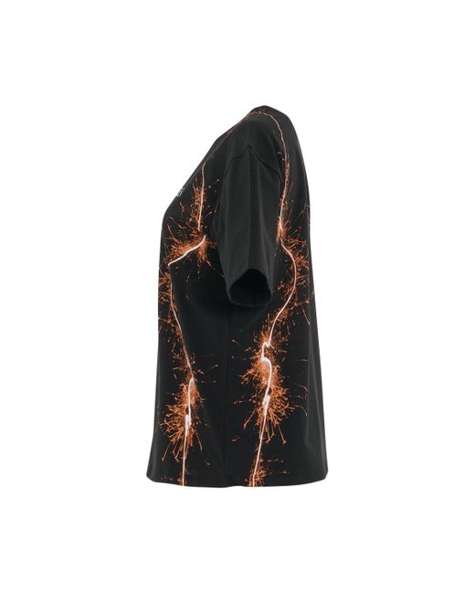 Alexander McQueen Black Fireworks Organic T-Shirt, Round Neck, Short Sleeves, , 100% Cotton