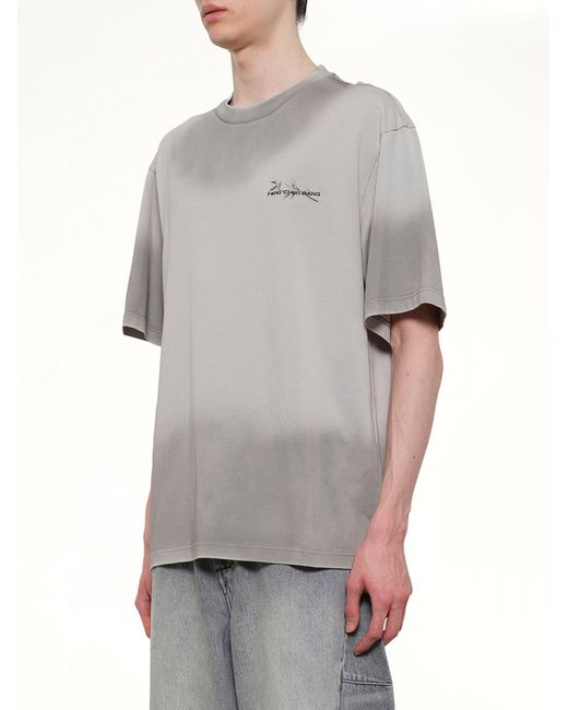 Feng Chen Wang Gray Spray Painted Logo T-Shirt for men