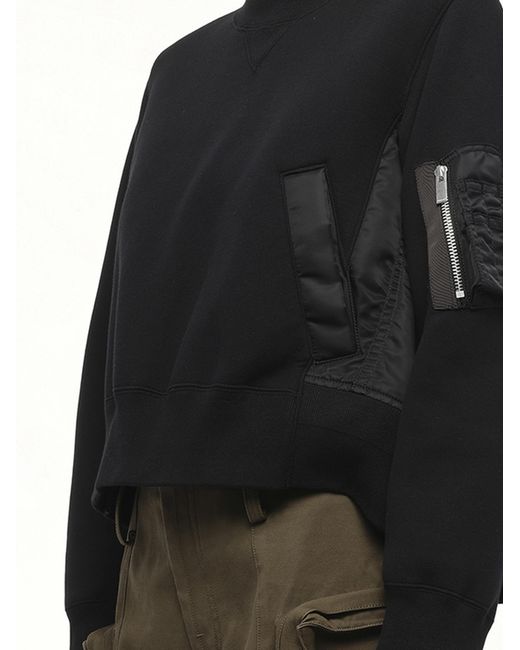 Sacai Black Sponge Sweat X Nylon Twill Pullover