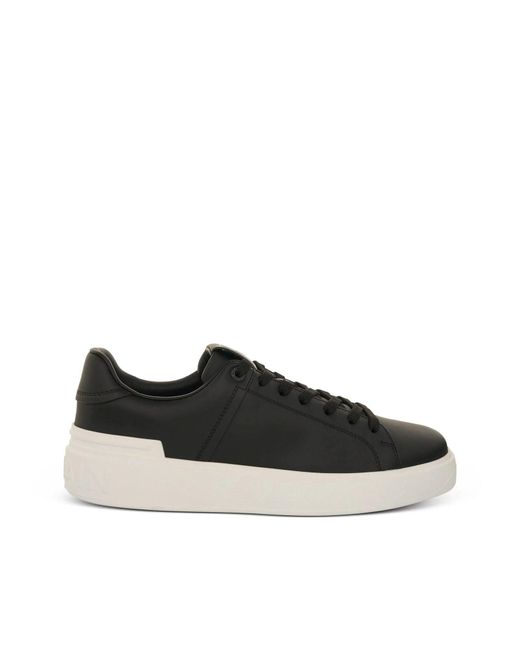 Balmain Black B-Court Calfskin Sneakers, 100% Calf Leather for men