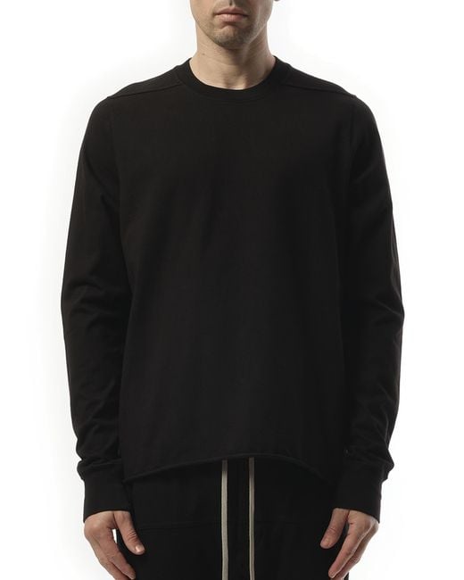 Rick Owens Black Crewneck Sweatshirt, Long Sleeves, 100% Cotton, Size: Small for men