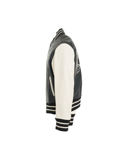 Palm Angels Black 'Monogram Print Varsity Bomber Jacket, Long Sleeves, , 100% Cotton, Size: Small for men