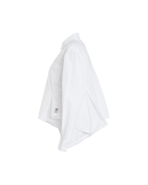 Sacai White Rushed Thomas Mason Cotton Poplin Shirt, Long Sleeves, Off, 100% Cotton
