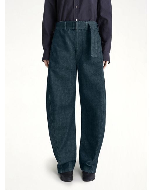Lemaire Blue Twisted Belted Pants for men