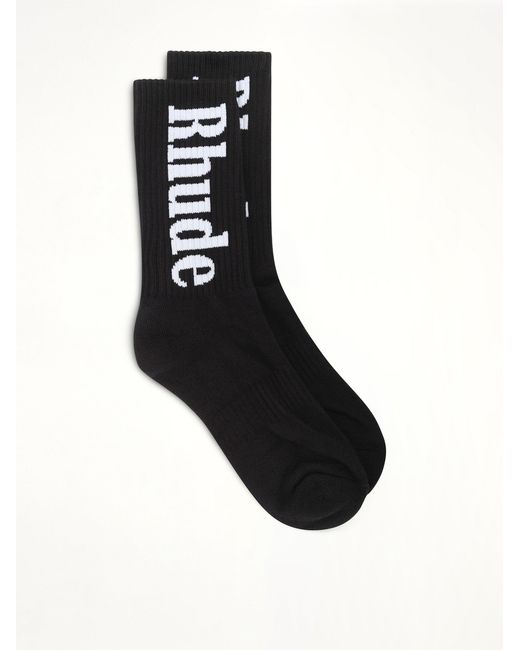 Rhude Black Vertical Logo Sock for men