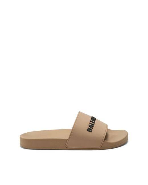 Balenciaga White 3D Logo Pool Slide Sandals, 100% Rubber