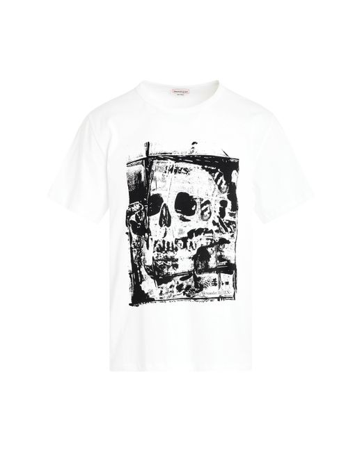 Alexander McQueen White 'Fold Skull Print T-Shirt, Short Sleeves, /, 100% Cotton, Size: Small for men