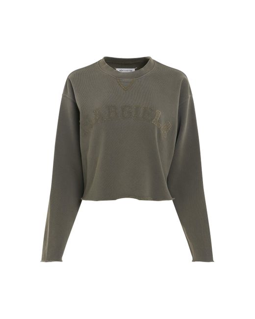 Maison Margiela Green 'Memory Logo Cropped Sweatshirt, Long Sleeves, , 100% Cotton, Size: Small