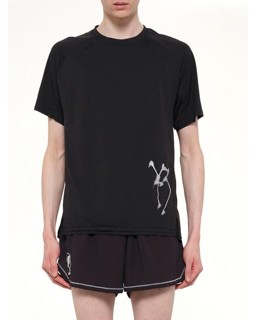 Y-3 Black 3 Stripe Graphic Run T-Shirt for men