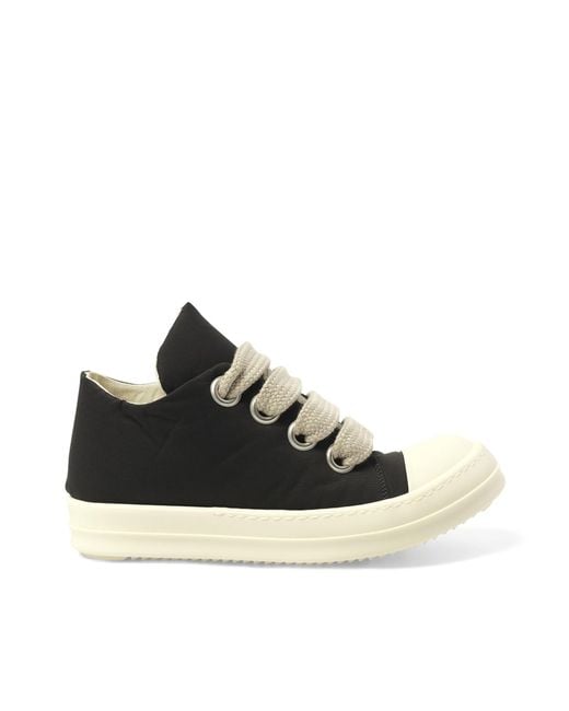 Rick Owens Black Jumbo Lace Puffer Low Sneaks Sneakers, 100% Cotton