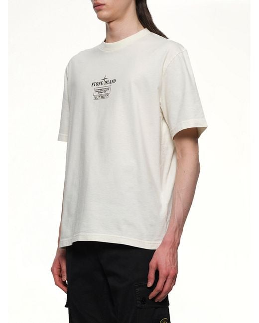 Stone Island White 210003 02 Industrial Logos S/S T-Shirt for men