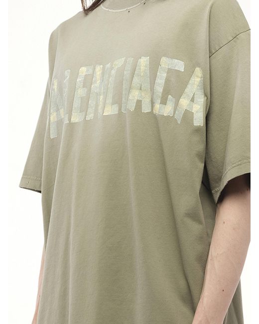 Balenciaga Green Tape Type Medium Fit T-Shirt, Short Sleeves, 100% Cotton, Size: Small for men