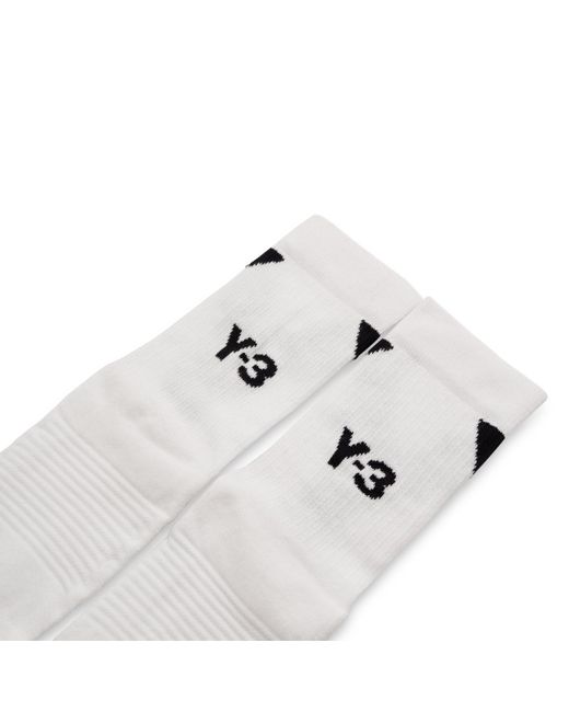 Y-3 White Logo High Socks, , 100% Cotton, Size: Medium for men