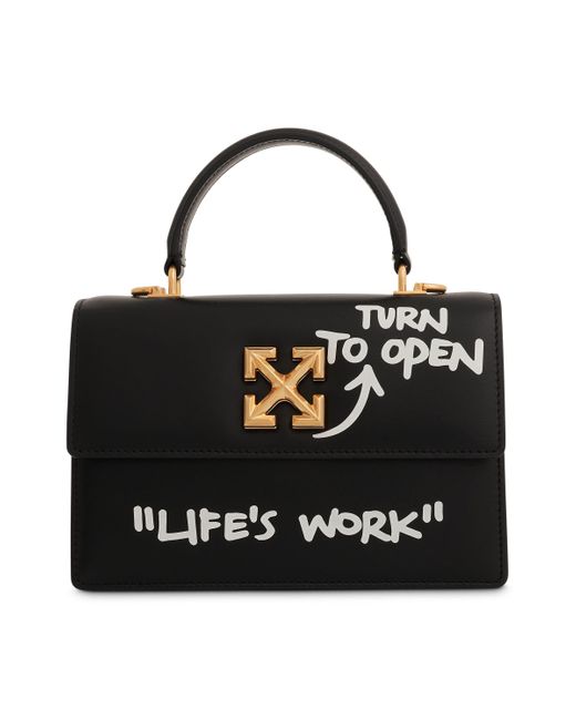 Off-White c/o Virgil Abloh Black Jitney 1.4 Top Handle Quote Bag, 100% Leather