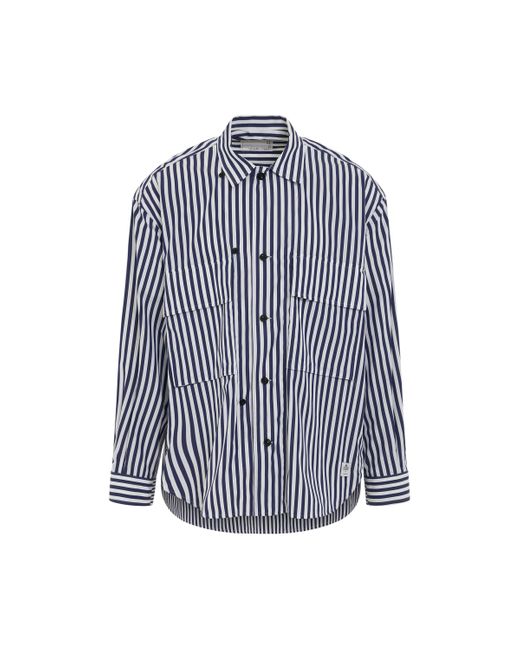 Sacai Blue Thomas Mason Cotton Poplin Shirt, Stripe, 100% Cotton for men