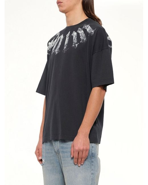 Palm Angels Black Big Neck Logo Loose T-Shirt for men