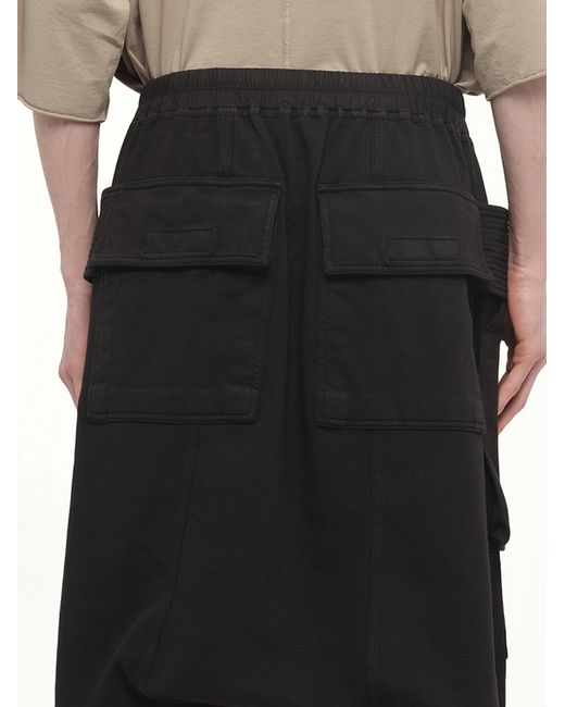 Rick Owens Black Creatch Cargo Pods, 100% Cotton for men