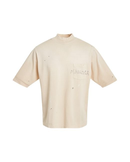 Maison Margiela Natural 'Logo Oversized T-Shirt, Short Sleeves, , 100% Cotton, Size: Small for men