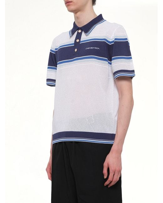 Casablanca Blue Mesh Stripe Polo for men