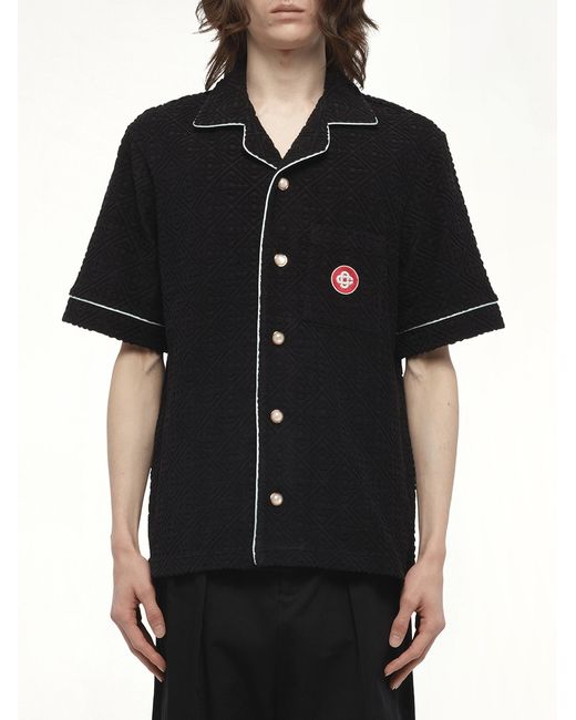 Casablanca Black Towelling Monogram Shirt for men