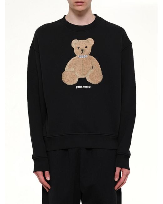 Palm Angels Black Bear Regular Sweatshirt for men