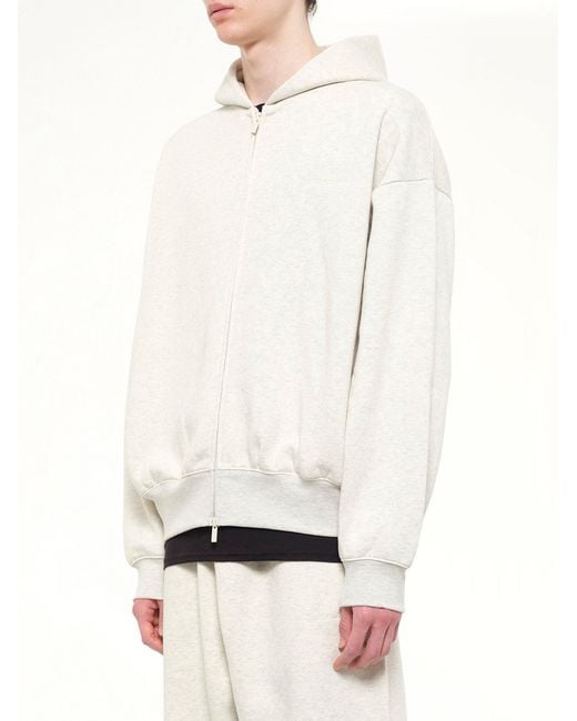 Fear Of God White Signature Classic Full Zip Hoodie for men