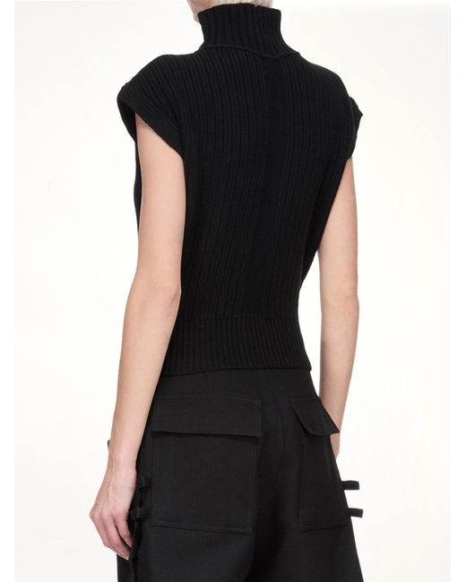 Rick Owens Black Sl Turtle Cable Sweater, Long Sleeves, 100% New Wool