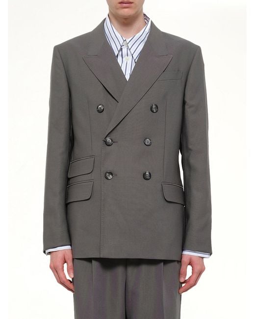 AMI Gray Straight Double Breasted Jacket for men