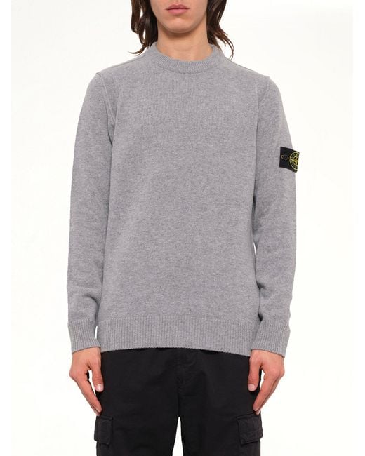 Stone Island Gray 5100072 Lambswool Crewneck Sweater for men
