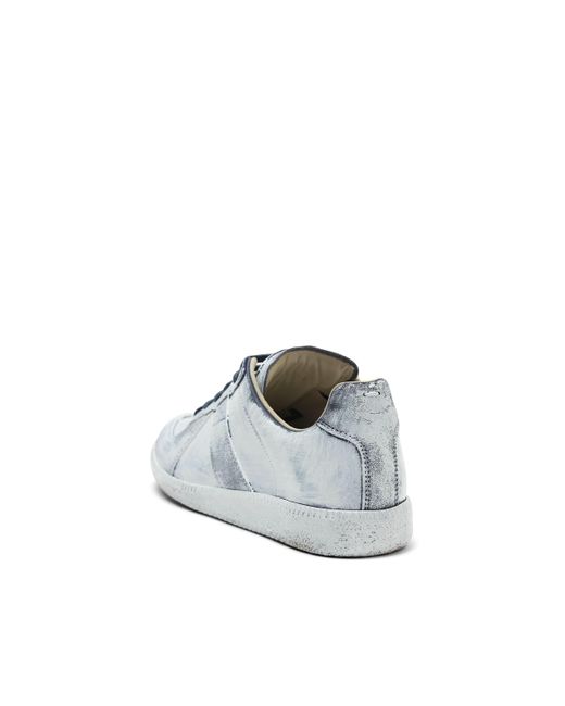 Maison Margiela Blue Replica Painted Leather Sneakers, /, 100% Leather