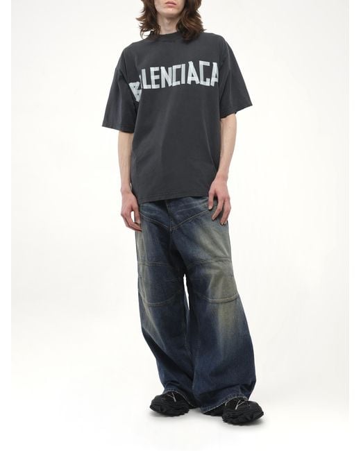 Balenciaga Black Tape Type Medium Fit T-Shirt, Short Sleeves, 100% Cotton for men