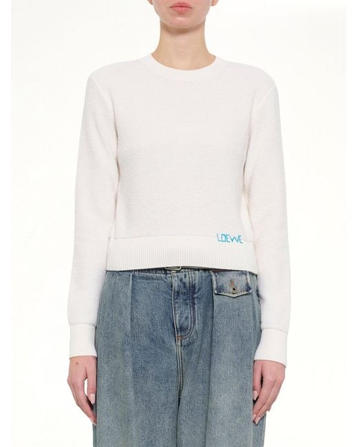Loewe White Wool Sweater